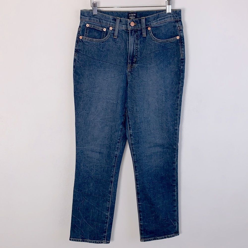 NWT J. Crew Essential Straight Leg All Day Stretch High Rise Cropped Jeans Sz 28